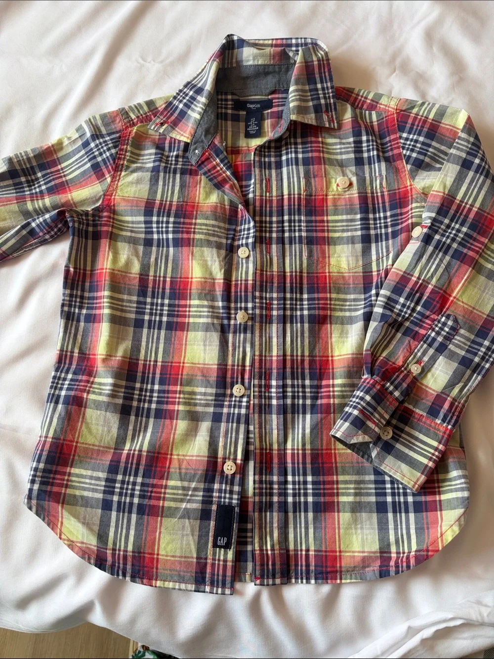 GAP Red, Navy & Yellow Plaid Button-Down Shirt